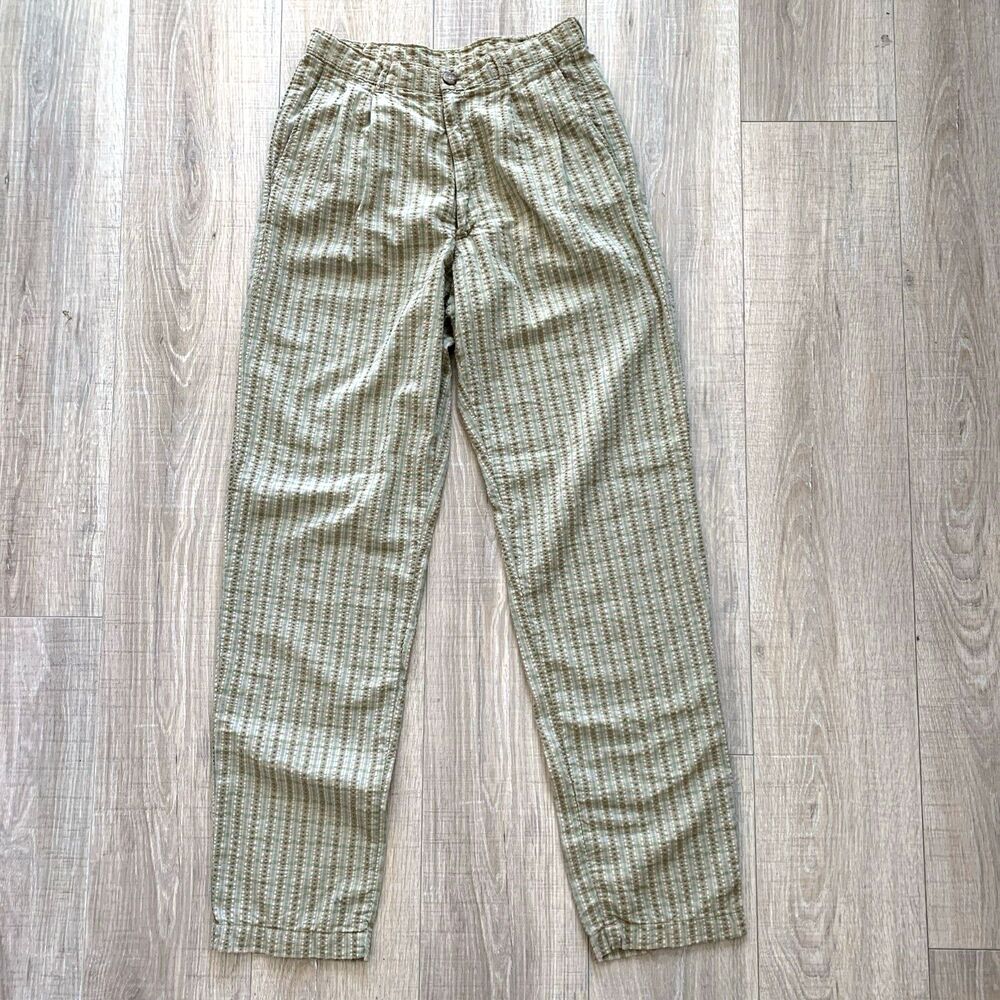 Fiorucci Classic Nouveau Pleated Seersucker Pants Vintage Striped Italy Size 44